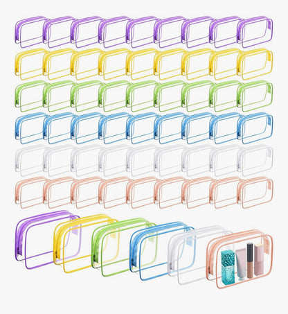 Pre-Made Medium Size Fillable Makeup Bags - Assorted Colors & Accessories totaling 6 Items