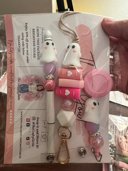 Cute Pen & Lanyard Sets - Assorted Styles - Lanyard , Pen or Badge Reel, Office Worker, Nurse, Mom, Teen Lanyard and Pen, Fun Boho Sets