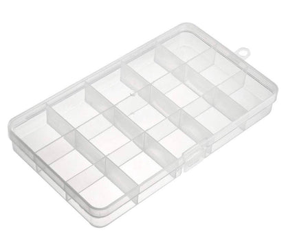 Beads Storage Box - Plastic Fixed 15 Grids Clear Storage Container, Jewelry Case, Beads DIY Crafts Boxes