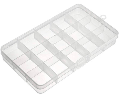 Beads Storage Box - Plastic Fixed 15 Grids Clear Storage Container, Jewelry Case, Beads DIY Crafts Boxes